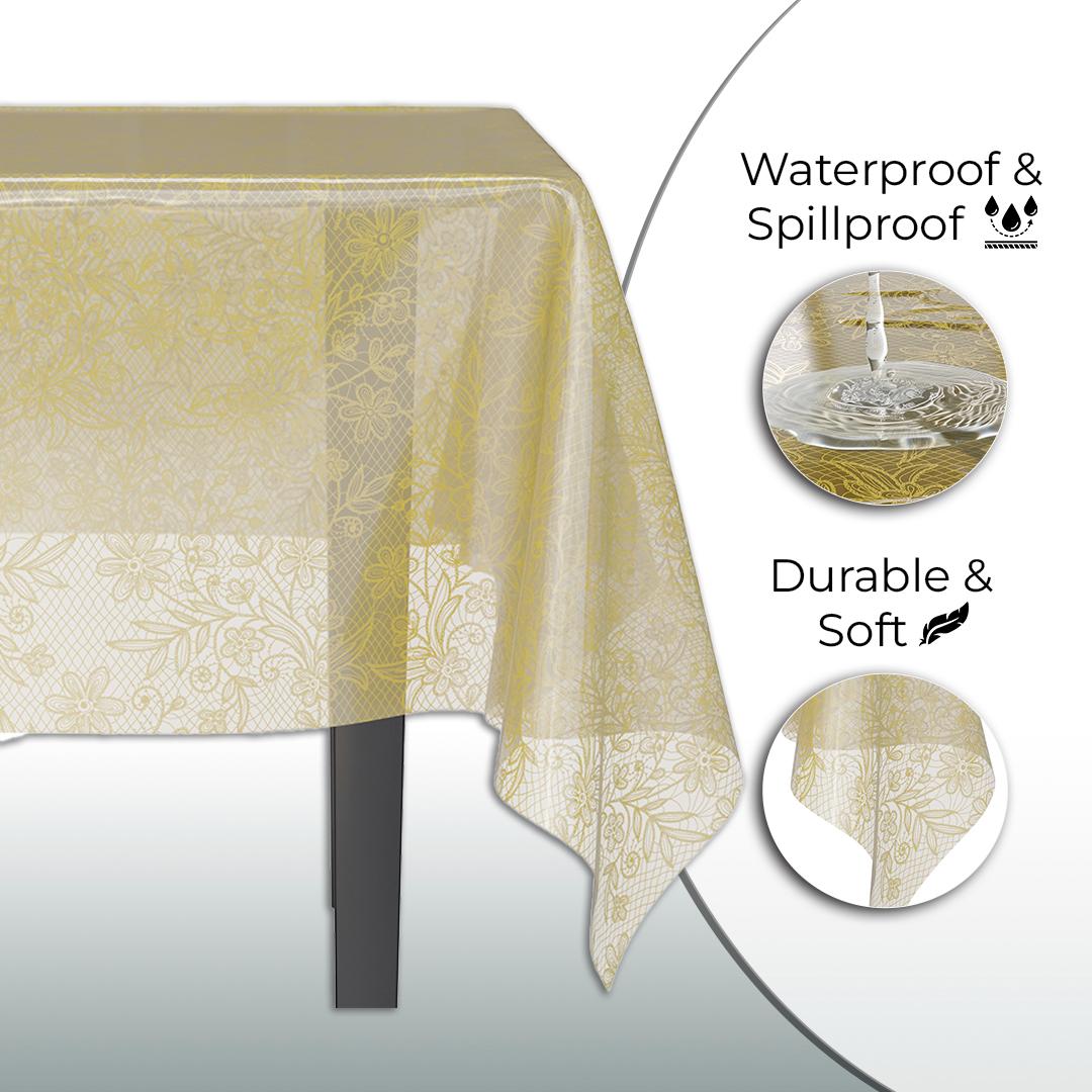 Premium Gold Floral Plastic Table Covers | 12 Count - 54 In. x 108 In.