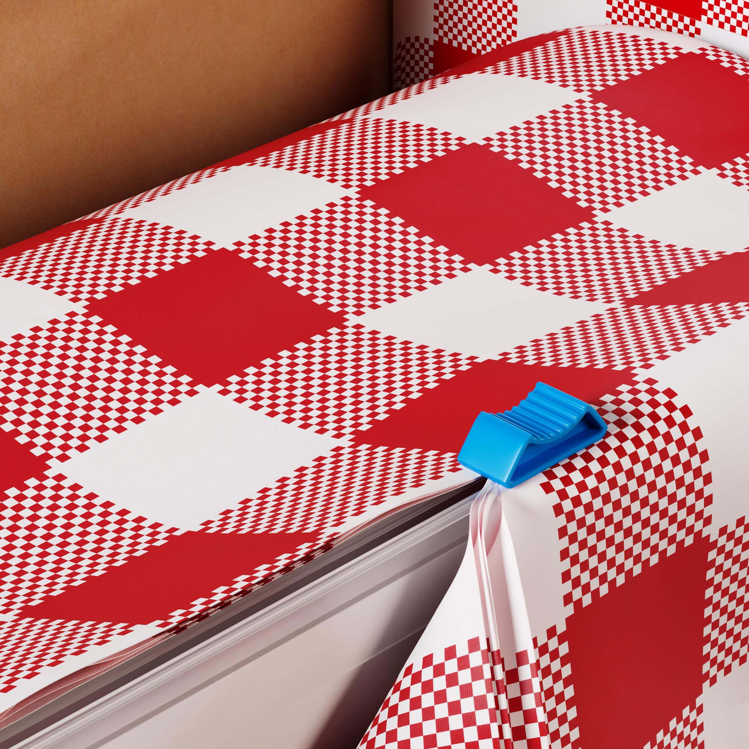 54 In. x 300 Ft. Cut to Size Plastic Table Cover | Red Gingham