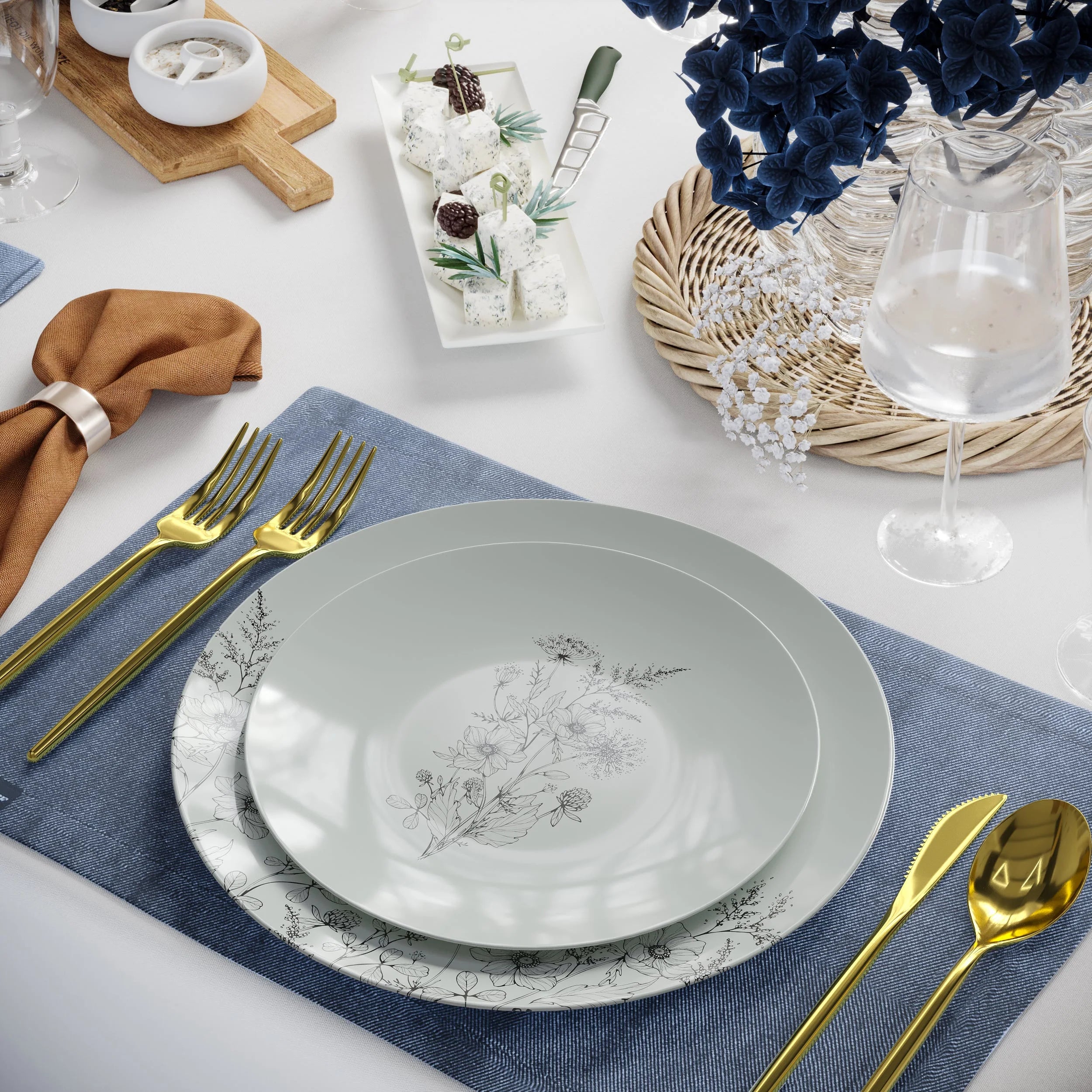 10"" Dandelion Bloom Design Plastic Plates (10)