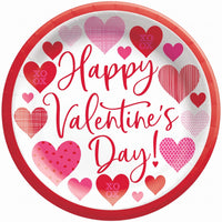 Loving Hearts Valentine's Day Paper Plates - 6.75"