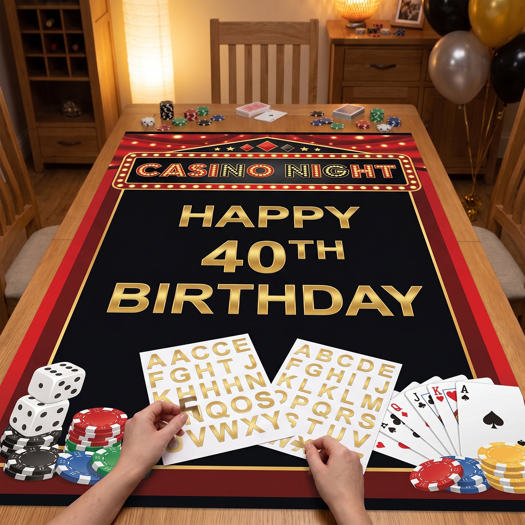 Roll the Dice Customizable Casino Banner Decoration