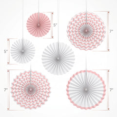 White Paper Fan Decorations, 7-Inch, 5-Pack for Any Occasion