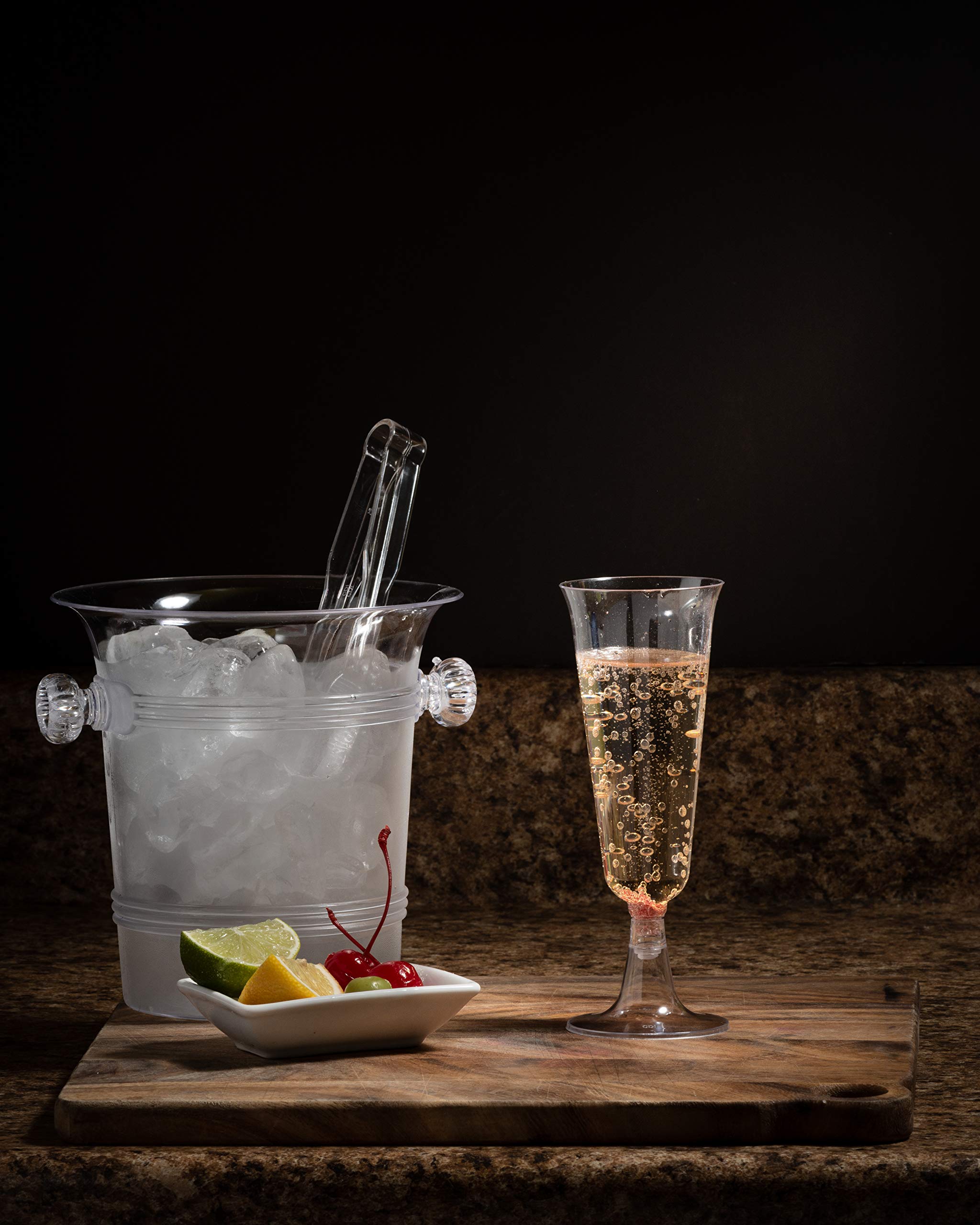 5 Oz. Gold Sparkle Plastic Flute Glasses | 144 Qty