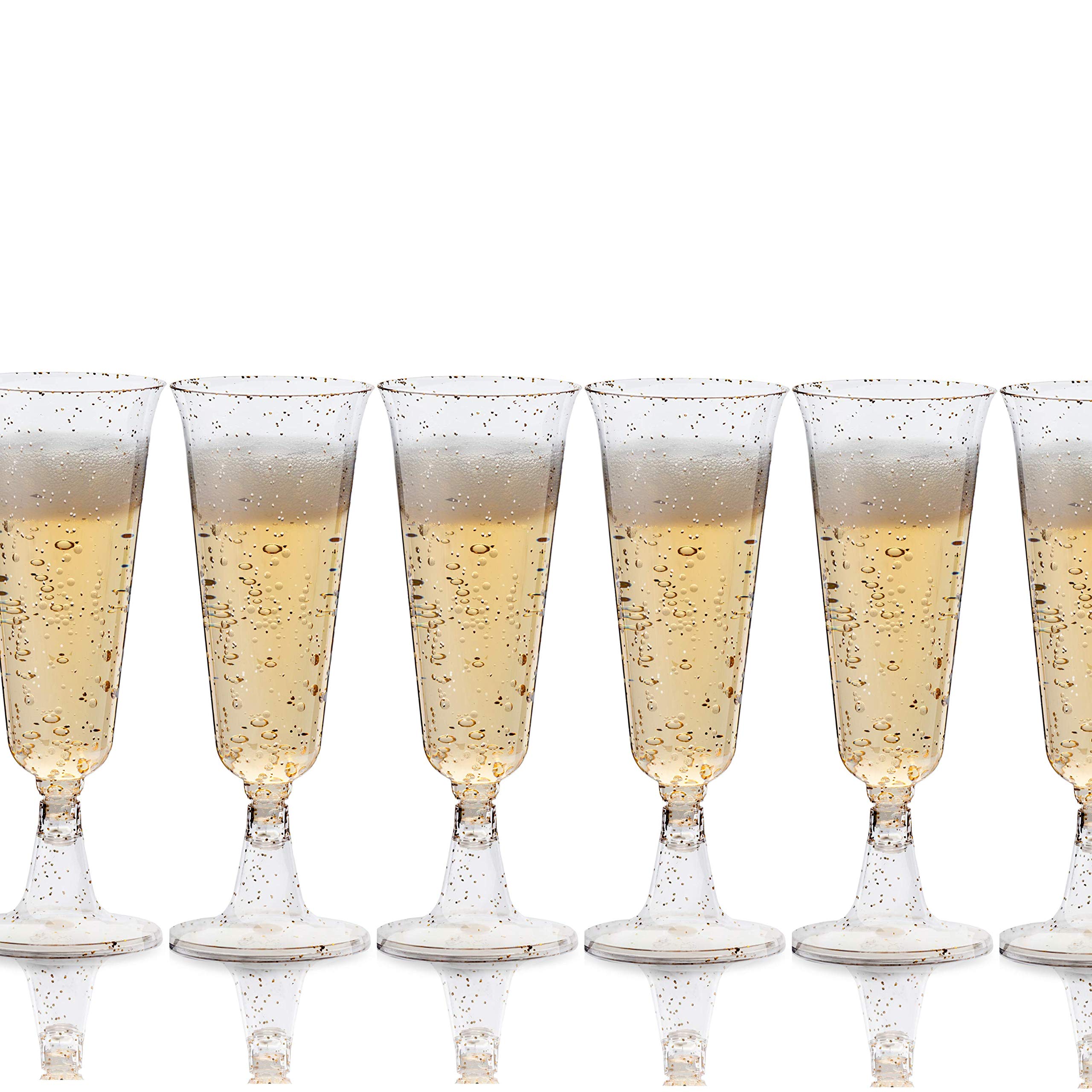 5 Oz. Rose Gold Sparkle Plastic Flute Glasses | 144 Qty