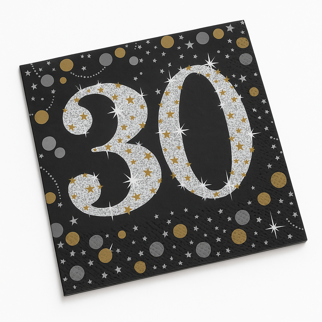 Sparkling Celebration 30th Birthday Beverage Napkins