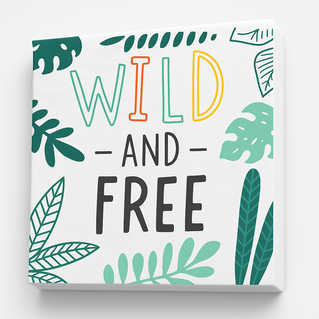 Get Wild Jungle Beverage Napkins - "Wild & Free!" Design, 16-Pack