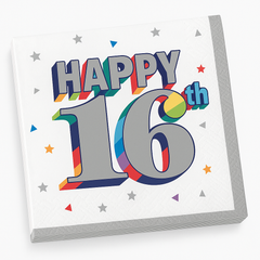 Cheers to Your 16th Birthday Beverage Napkins - 16 Pack