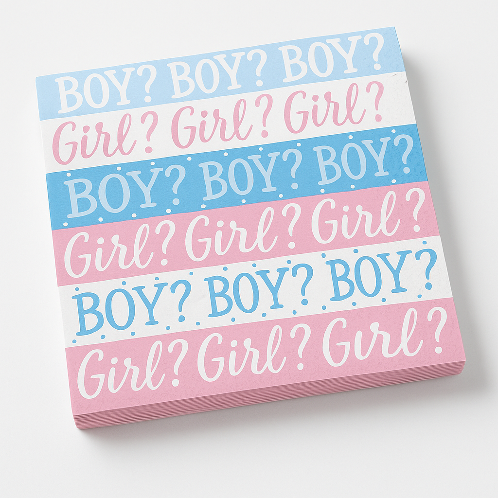 "Pink or Blue?" Baby Shower Beverage Napkins - 5 In. X 5 In.