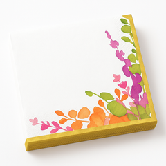 Romantic Floral Beverage Napkins with Gold Trim - 16 Pack