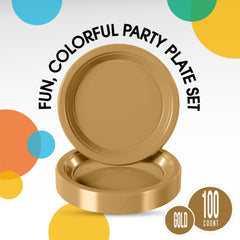 10 In. Gold Plastic Plates | 100 Count