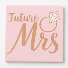 Blush "Future Mrs" Beverage Napkins - Rose Gold, 16-Pack - 5 In. X 5 In.