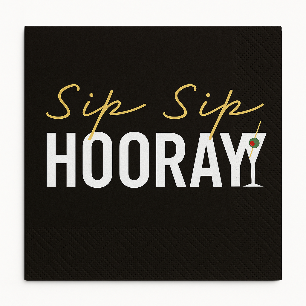 Sip Sip Hooray Cocktail Beverage Napkins, 20-Pack - 5 in.