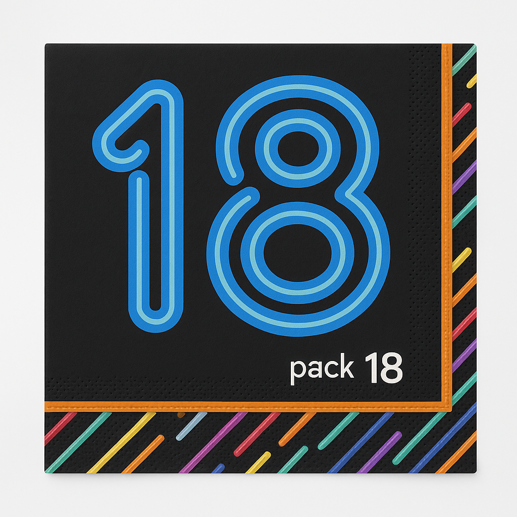 Neon 18th Birthday Beverage Napkins - Pack of 18
