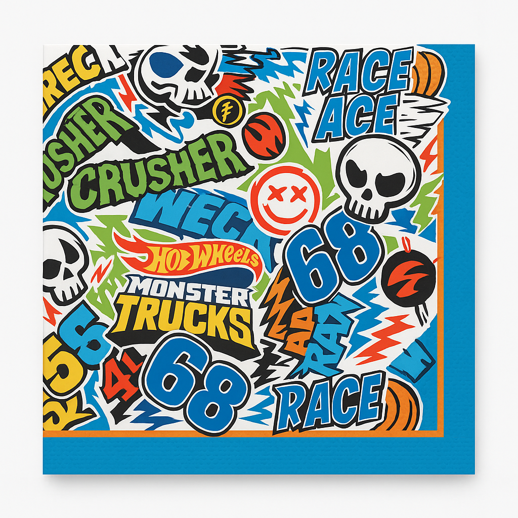 Hot Wheels Monster Trucks Beverage Napkins - 5 In. X 5 In.