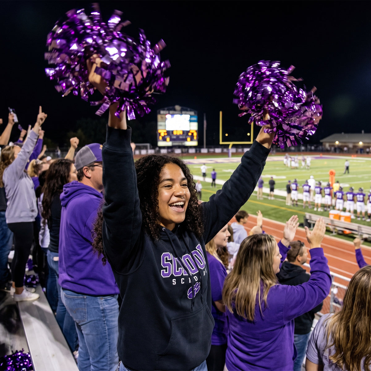Purple Team Spirit Pom-Poms - 2 Pack