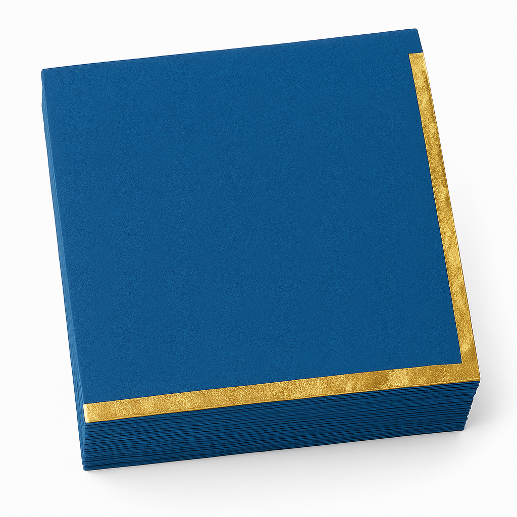 Royal Blue Luncheon Napkins with Gold Hot Stamp