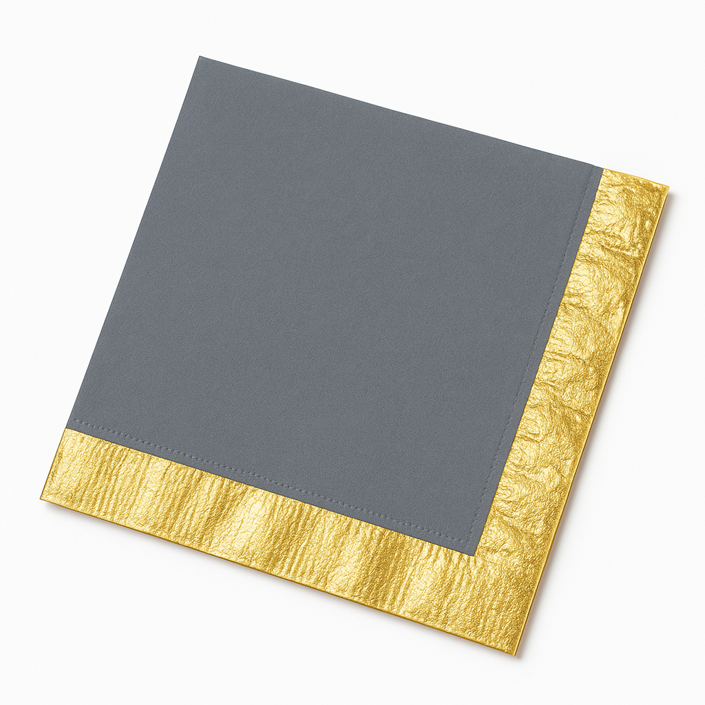 Dark Gray Luncheon Napkins with Gold Foil Stamping