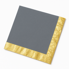 Dark Gray Luncheon Napkins with Gold Foil Stamping