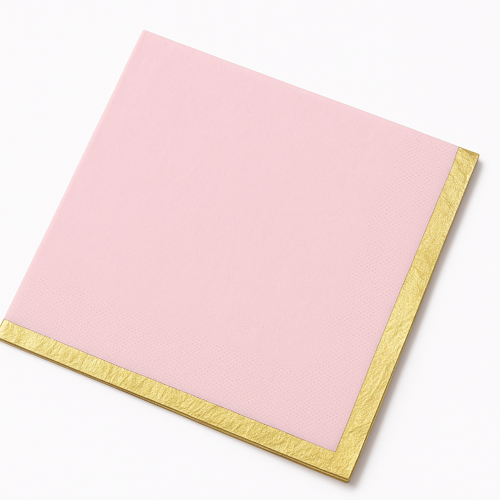 Elegant Pink and Gold Hot Stamped Luncheon Napkins