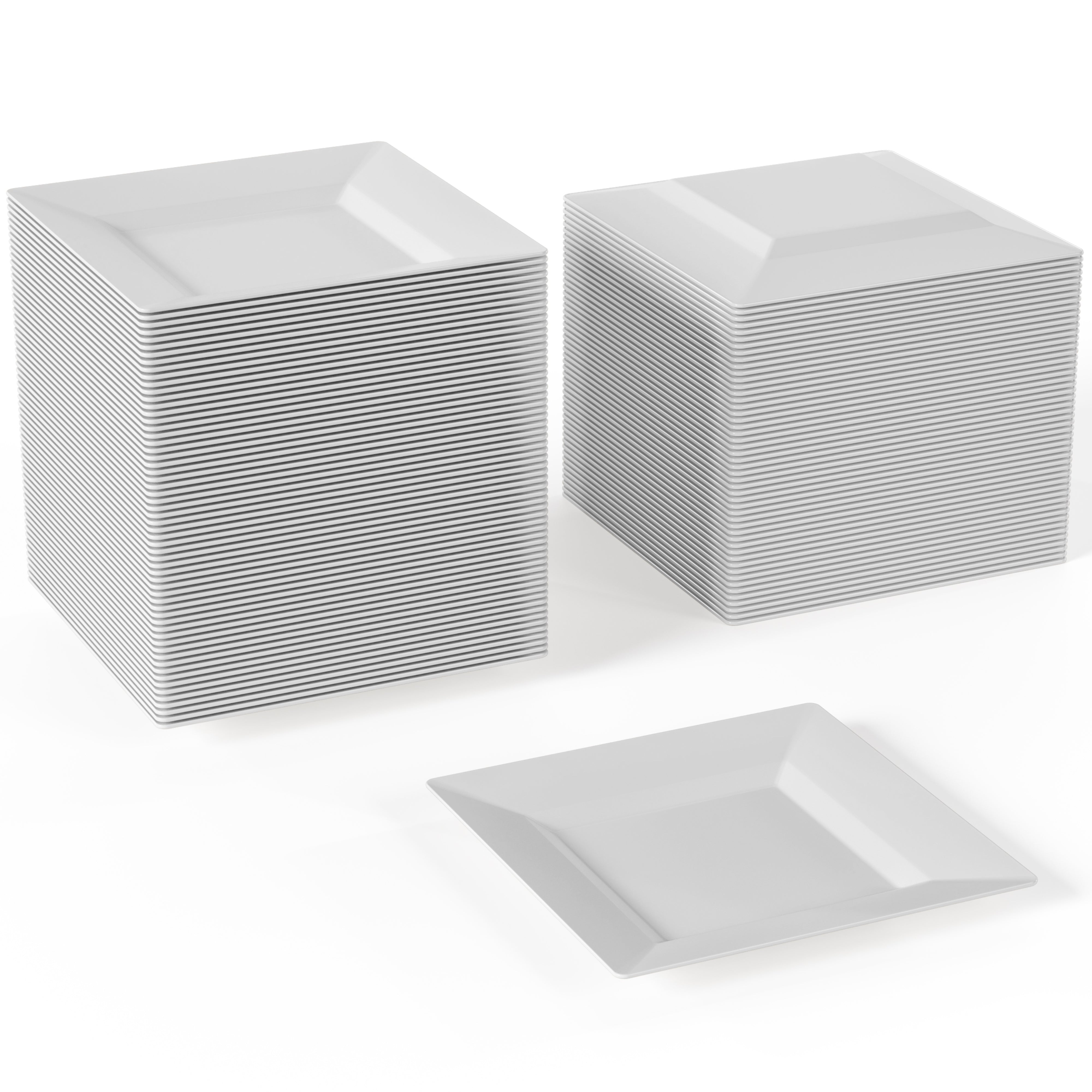 4.5 In. White Square Plates - 100 Count