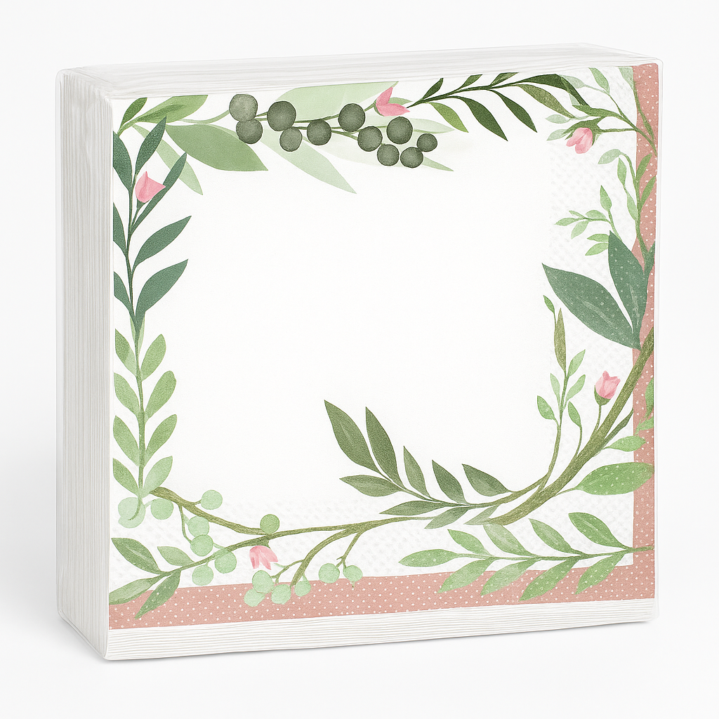 Love & Leaves Floral Greenery Luncheon Napkins, 16-Pack