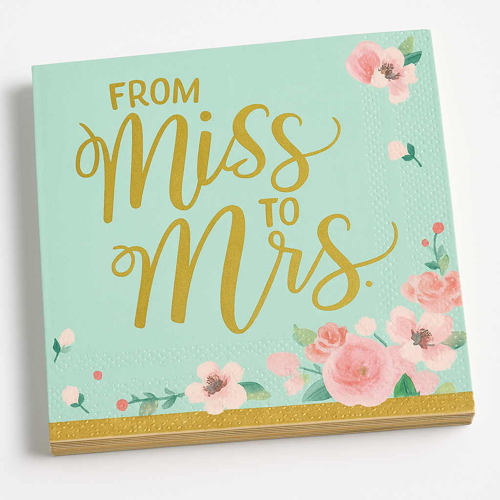 Mint to Be "From Miss to Mrs" Floral Lunch Napkins - 16 Pack