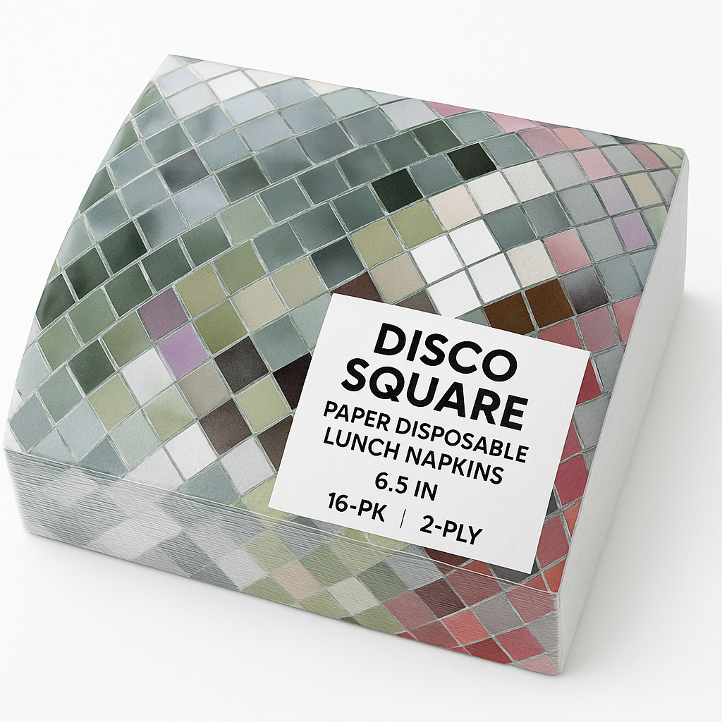 Silver Disco Ball Lunch Napkins - 16 Pack