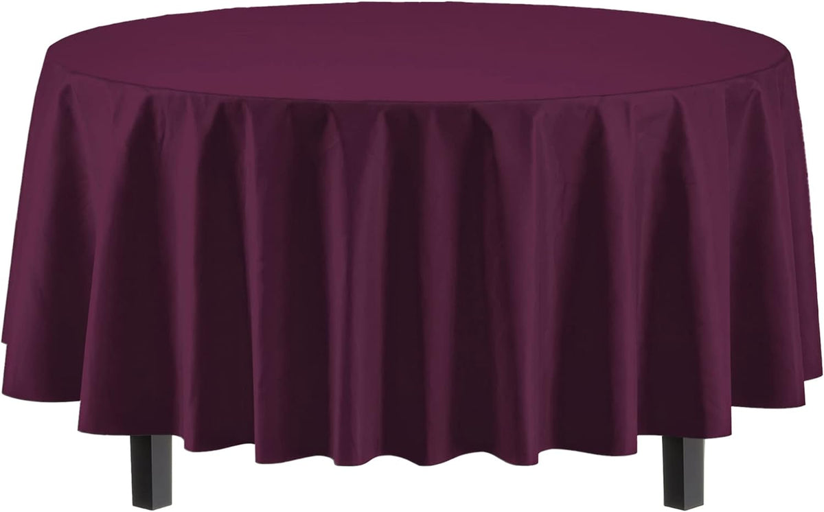 Plum Round plastic Table Cover