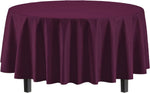 Plum Round Plastic Table Cover - 84 in.