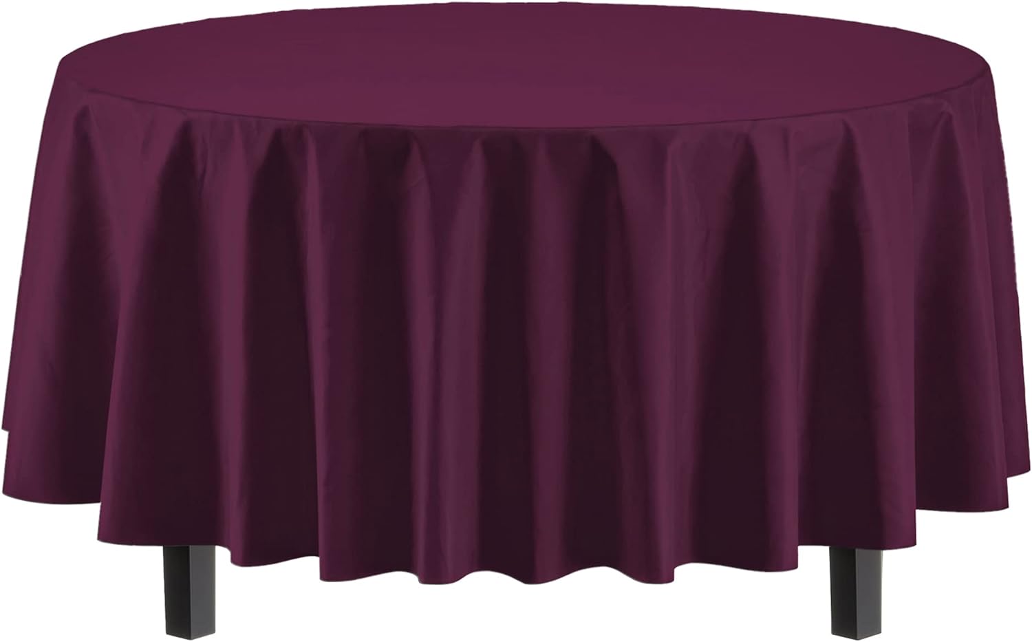 Round Plum Plastic Table Covers | 12 Pack - 84 in.