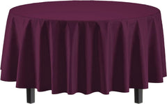 Round Plum Plastic Table Covers | 12 Pack - 84 in.
