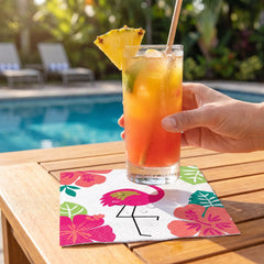Aloha Flamingo Tropical Beverage Napkins, 16-Pack, 2-Ply - 5 In. X 5 In.