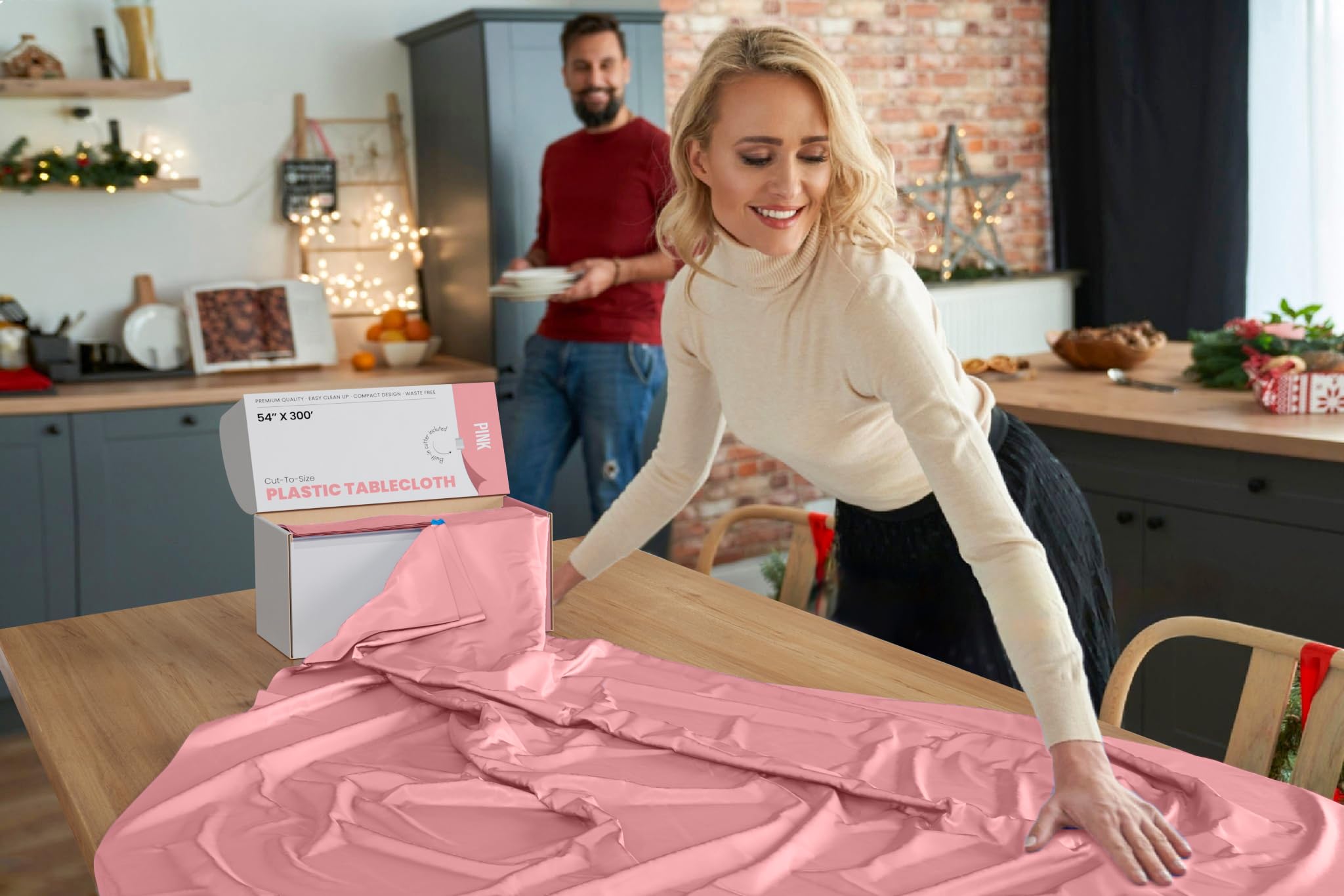 54 In. x 300 Ft. Cut To Size Table Roll  | Pink | Case of 4