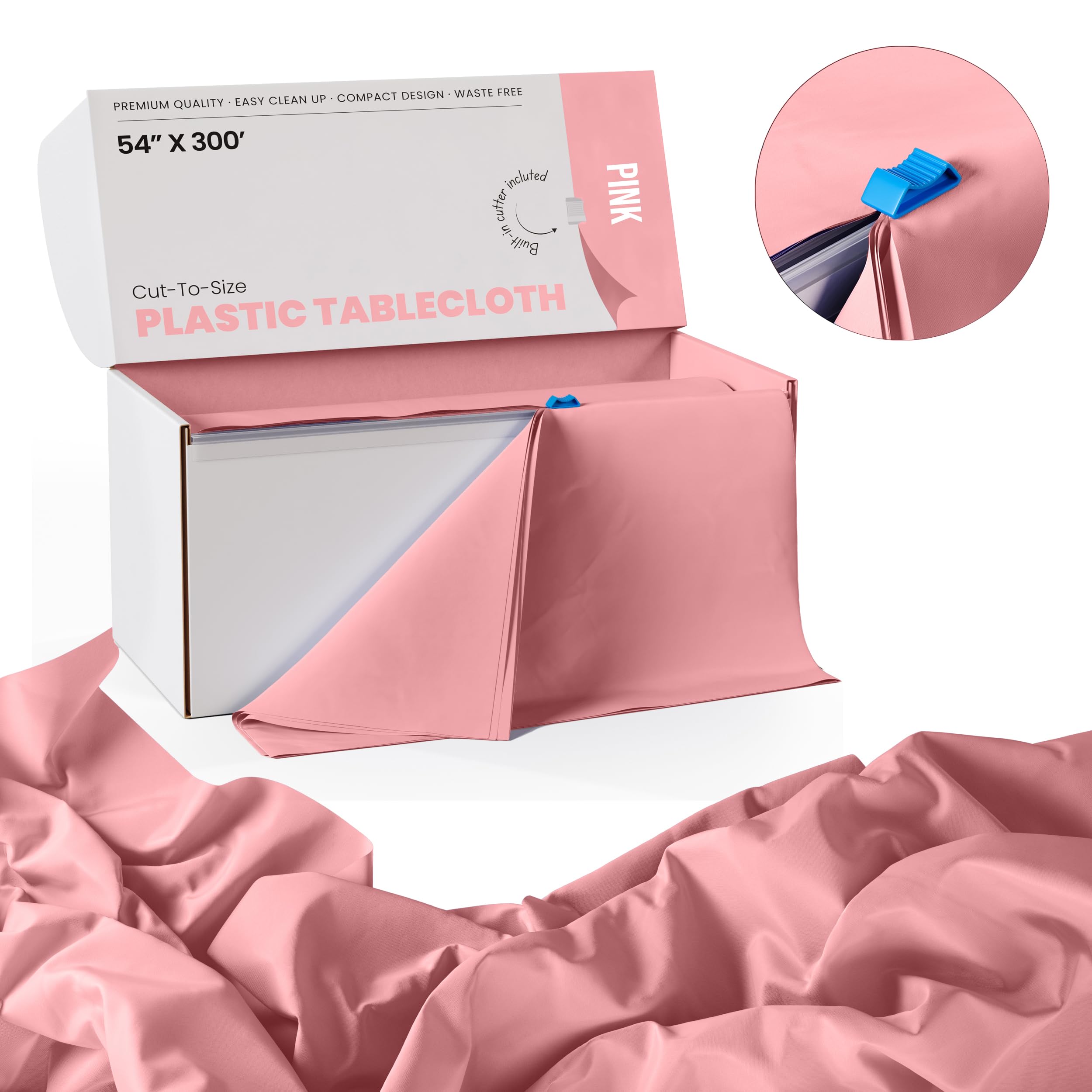 54 In. x 300 Ft. Cut To Size Table Roll  | Pink | Case of 4