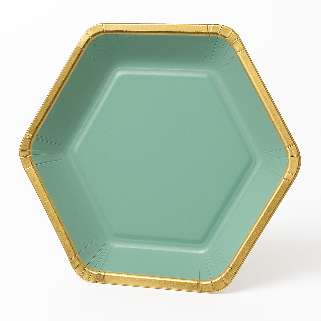 Hexagonal Metallic Willow Party Plates - 7"