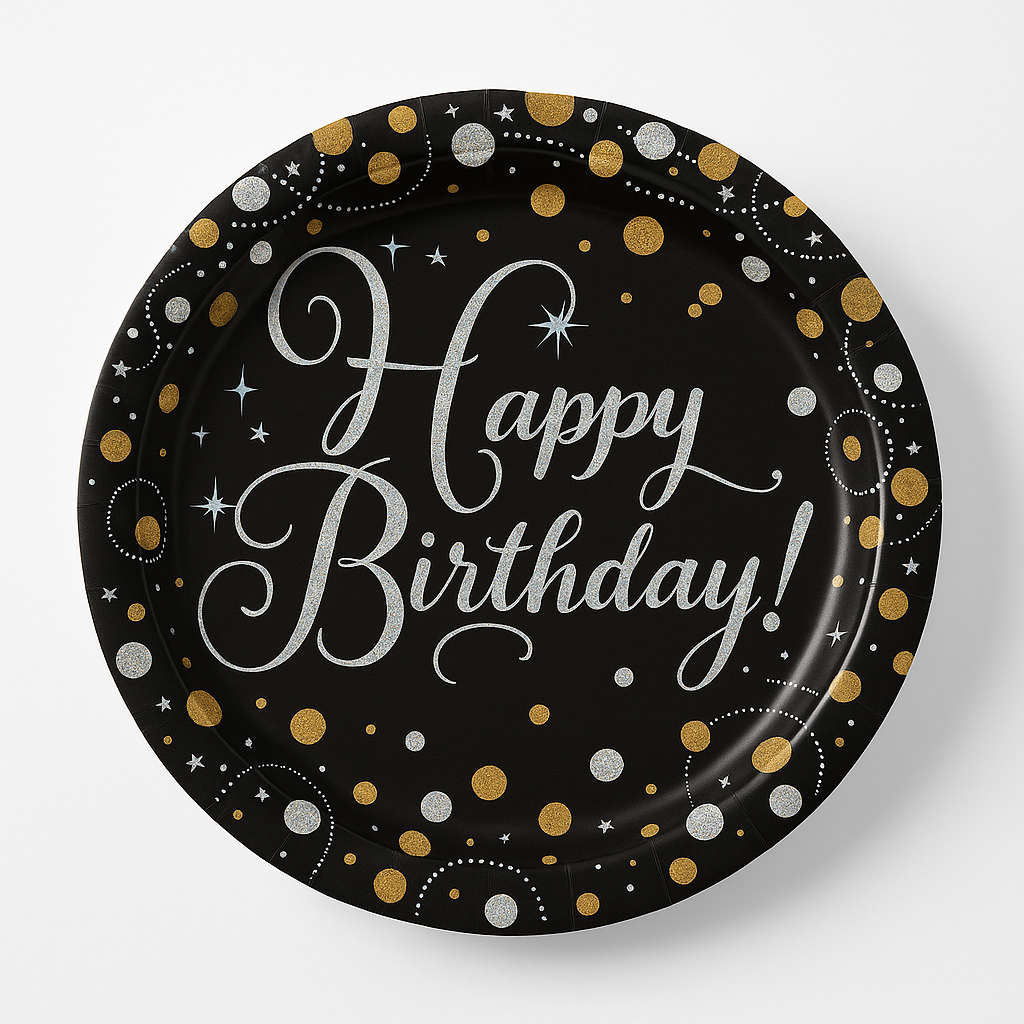Sparkling Celebration Prismatic Birthday Dessert Plates, 7-Inch, 8-Pack