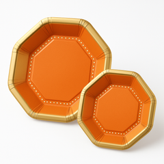 Premium Orange Octagonal Paper Plates - 10"