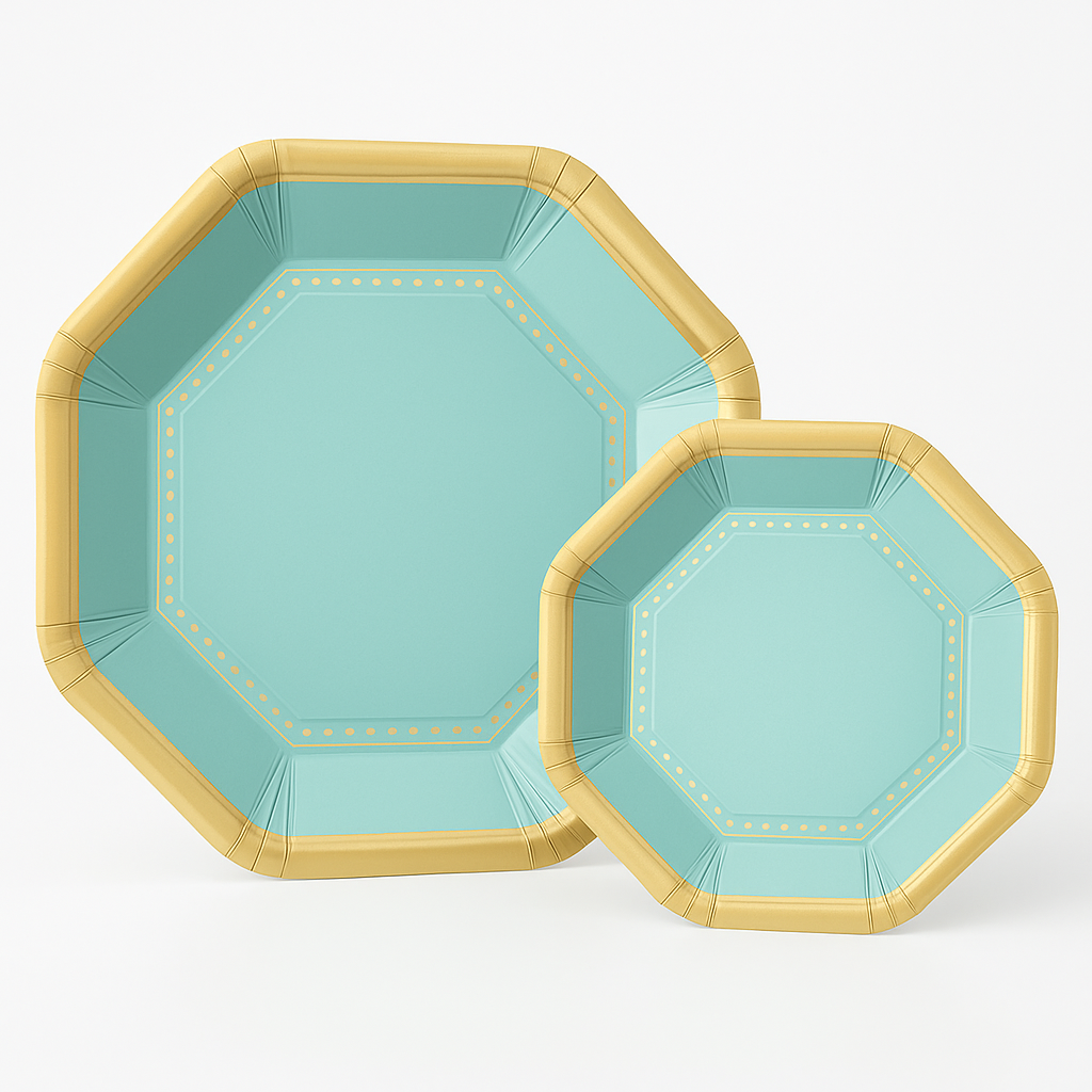 Premium Robins Egg Blue 10" Octagonal Paper Plates (Multipack)