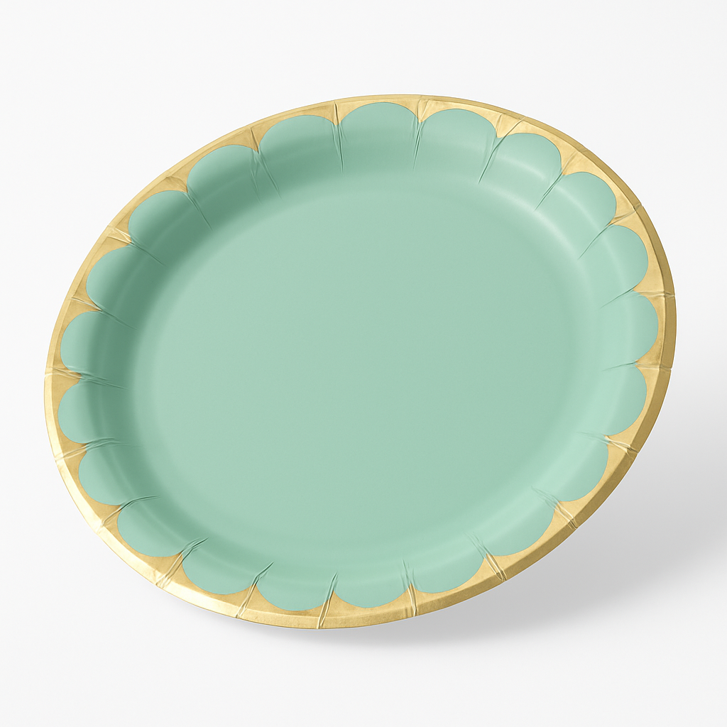 Leaf Green Willow 10" Round Paper Plates