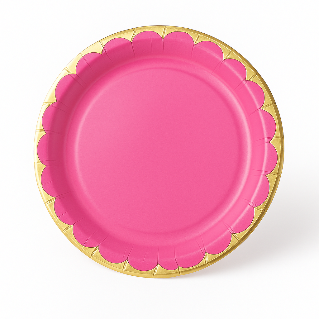 Bright Pink 6.75" Metallic Paper Plates