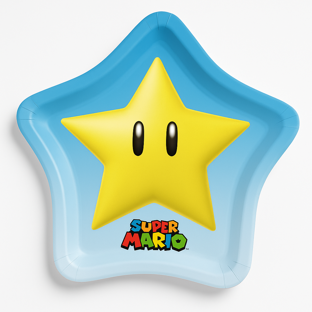 Nintendo Super Mario Star Shaped 8" Paper Plates - Pack of 8