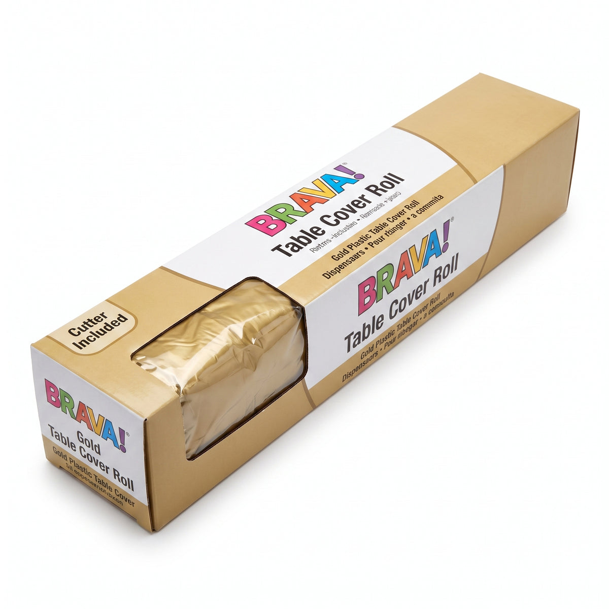 Gold Plastic Table Cover Roll with Cutter - 40" x 126'