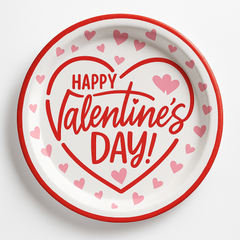 Valentine‚Äôs Day Heart Design 9" Round Paper Plates