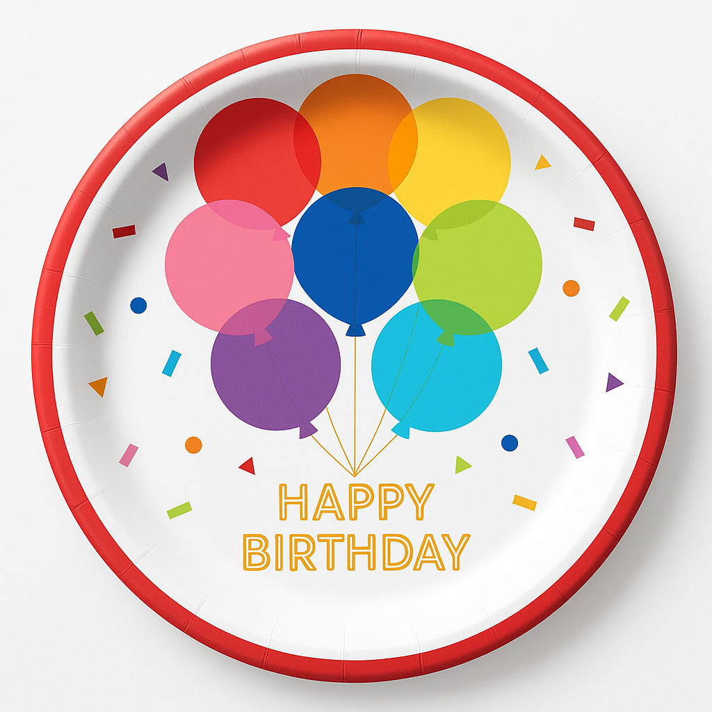 Rainbow Balloon Birthday Paper Plates - 8.5" (8 Count)