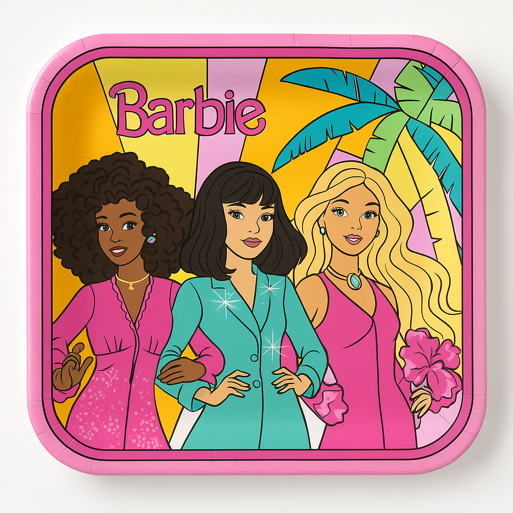 Vintage Barbie 9" Square Birthday Party Plates
