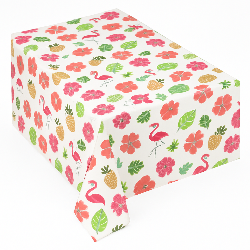 Aloha Tropical Flannel-Backed Vinyl Table Cover, 52x90-in