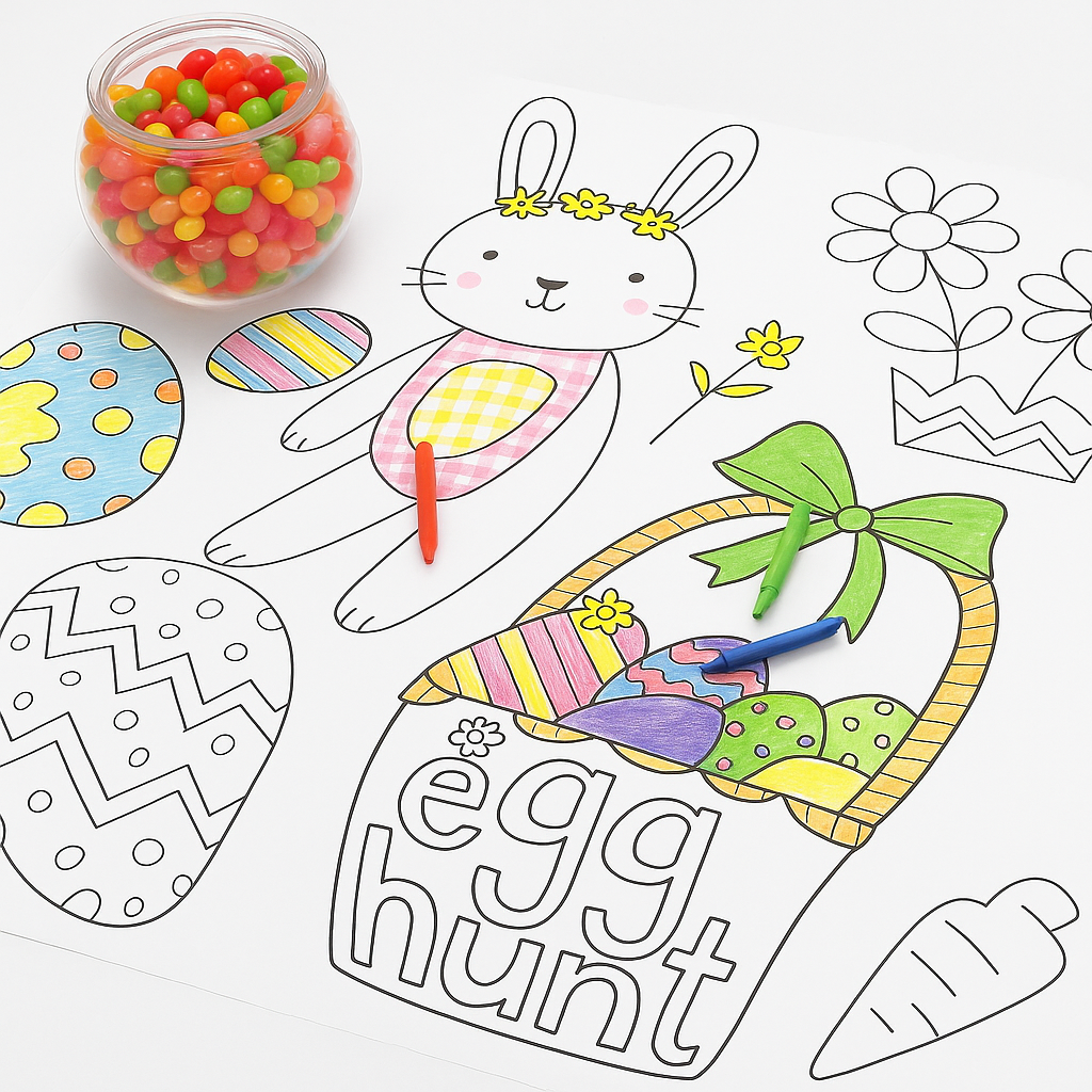 Easter Coloring Paper Table Cover - Engaging Activity for Kids