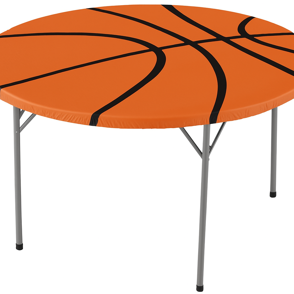Basketball Round Elastic Table Cover - Perfect for Sports Parties - 60 in.