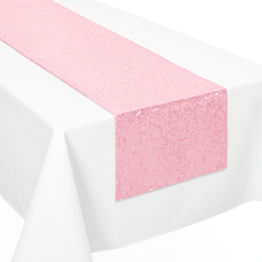 Pink Sequin Table Runner for Baby Shower Celebrations