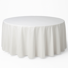 Frosty White Flannel Backed 84-Inch Round Table Cover - 84 in.